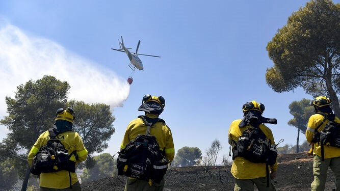  Bomberos intentan sofocar el incendio de Villarrodrigo por tierra y aire 